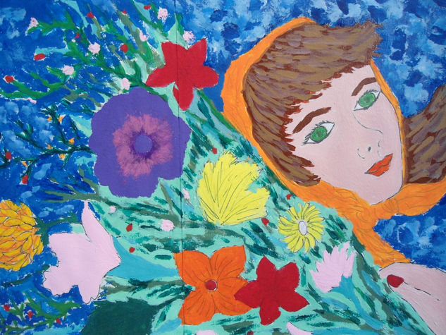 cargando flores Acrylic Paper Floral Painting