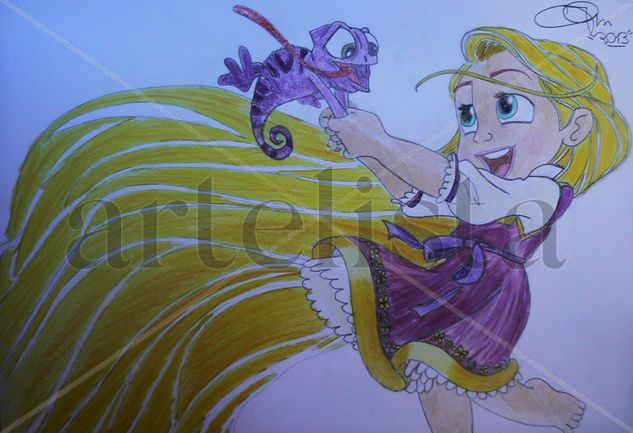 rapunzel de peque Lápiz (a color) Cartulina Figura