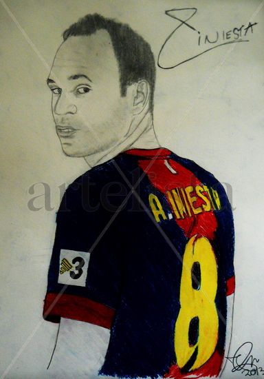 iniesta Pencil (coloured) Card Portrait