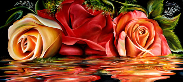 ROSAS DE LA VIDA Oil Canvas Floral Painting