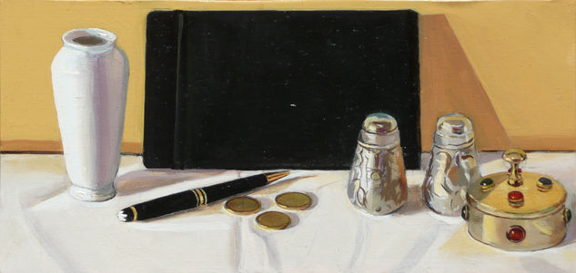 bodegón con monedas Oil Panel Still Life Paintings