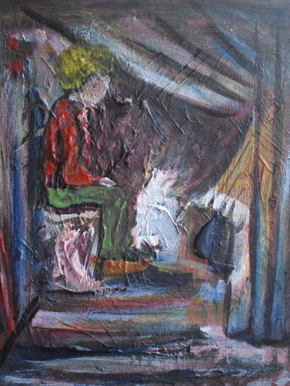 el descanso del payaso, año 2007, constitución, chile. Acrylic Card Figure Painting