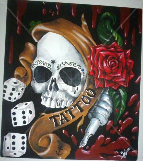 Tattoo Art Acrylic Canvas Figure Painting