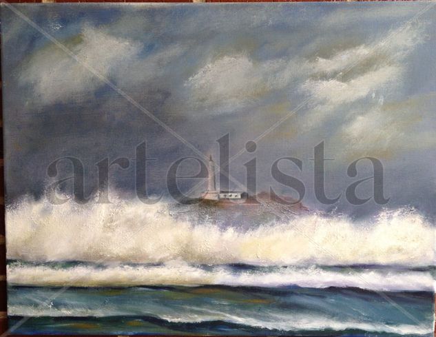 tormenta en el faro Oil Canvas Marine Painting