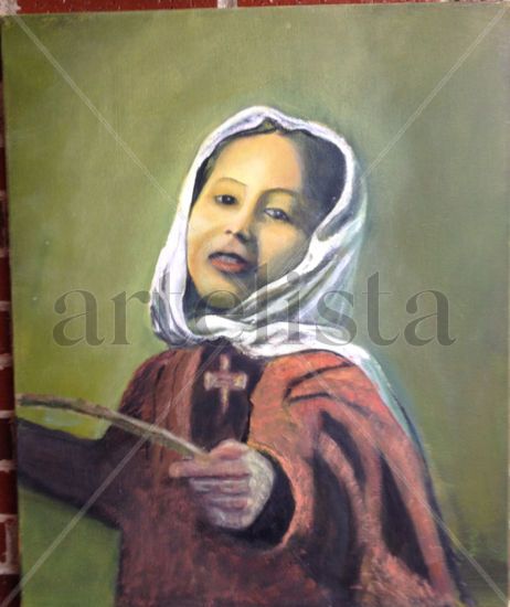 Niña Afghana Óleo Lienzo Retrato