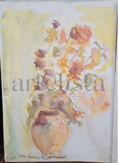 Flores en jarron Watercolour Paper Still Life Paintings