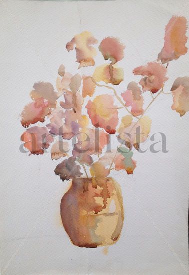 Flores en Jarrón Watercolour Paper Still Life Paintings