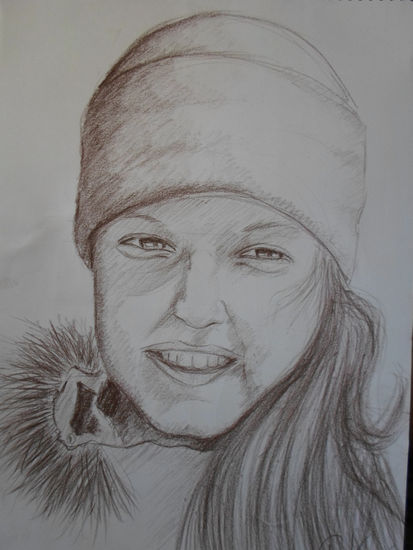 retrato de herta, año 2014, constitucion, chile. Pencil