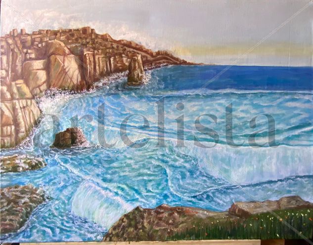 Sea and Rocks Oil Canvas Marine Painting