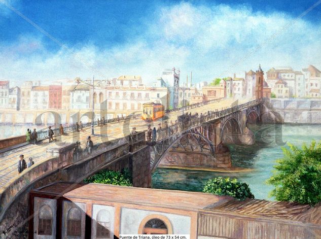 Sevilla de ayer. Puente de Triana Óleo Lienzo Paisaje