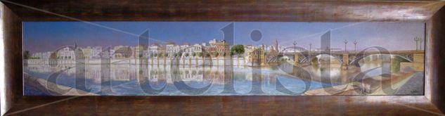 Sevilla.Panorámica de calle Betis Oil Canvas Landscaping