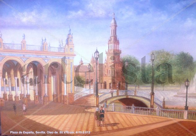 Sevilla. Torre Sur Plaza de España Oil Canvas Landscaping