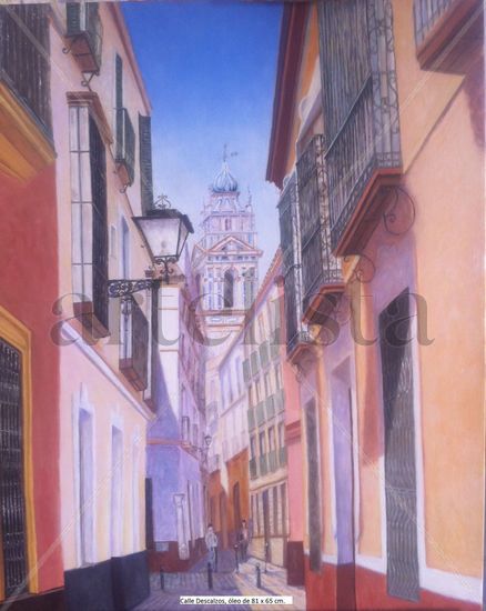 Sevilla. calle Descalzos Oil Canvas Landscaping