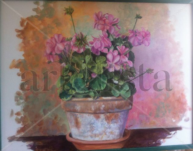 Maceta de gitanillas Oil Canvas Still Life Paintings