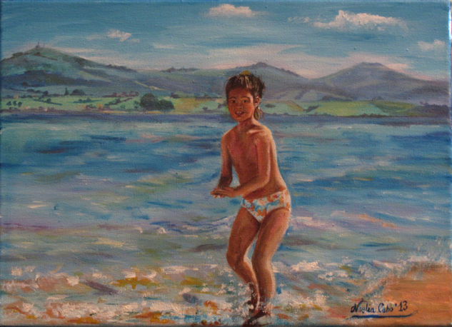 Paula en la playa Acrylic Canvas Marine Painting