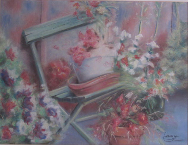 FLORES EN MI JARDIN Pastel Paper Floral Painting