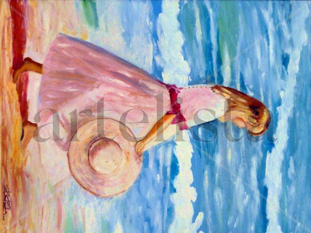 Niña en la playa 2 Oil Canvas Marine Painting