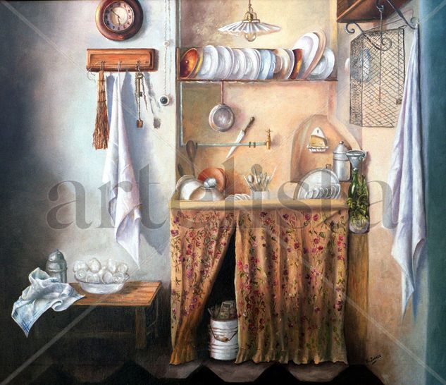 Vieja cocina Oil Canvas Still Life Paintings