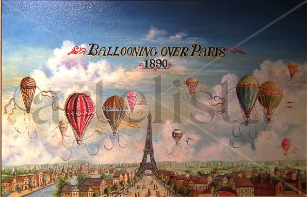 Globos sobre Paris Óleo Lienzo Paisaje