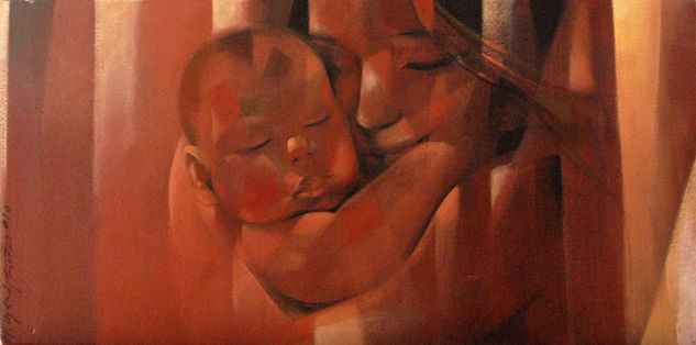 Maternidad Mixed media Canvas Figure Painting