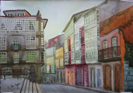 Ferrol viejo Acuarela Papel Paisaje