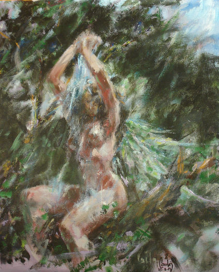 Aseo de la mañana Acrylic Textile Nude Paintings