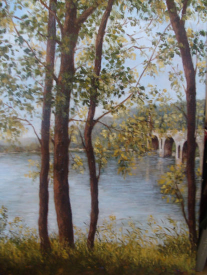 RÍO ENTRE ARBOLES Oil Canvas Landscaping