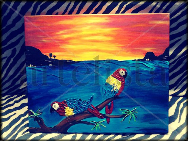 love parrots Acrylic Canvas Landscaping