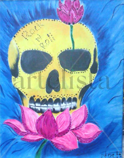 rock n roll skull Acrylic Canvas Figure Painting