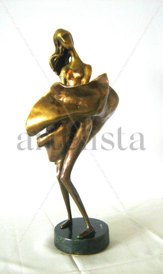 Girl and the wind Bronze Figurative