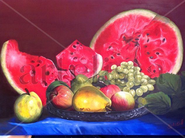 El bodegon con sandia Oil Canvas Still Life Paintings