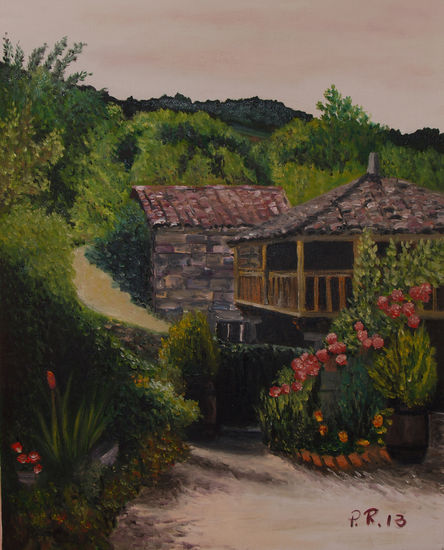 Jardín y horreo Oil Canvas Landscaping