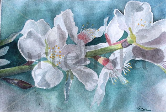 Cerezo en flor Watercolour Paper Floral Painting