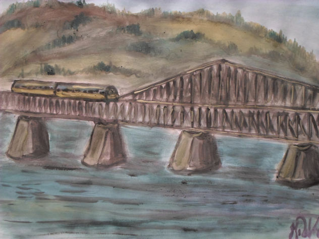 tren sobre rio maule, año 2015, constitucion chile.