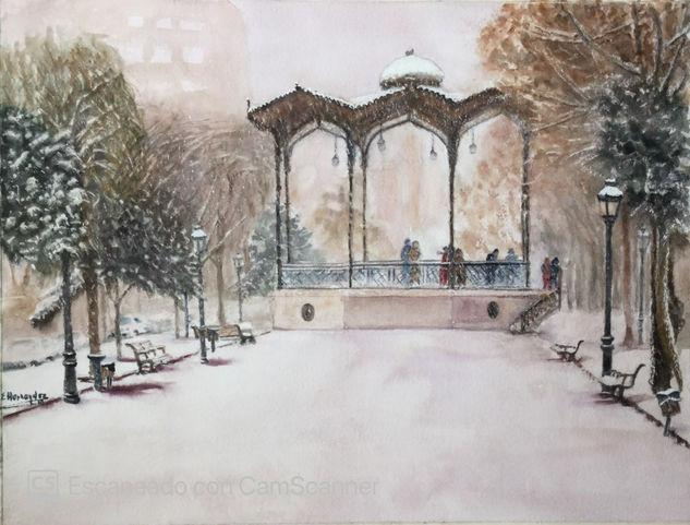 Kiosko Parque Lineal Watercolour Paper Landscaping