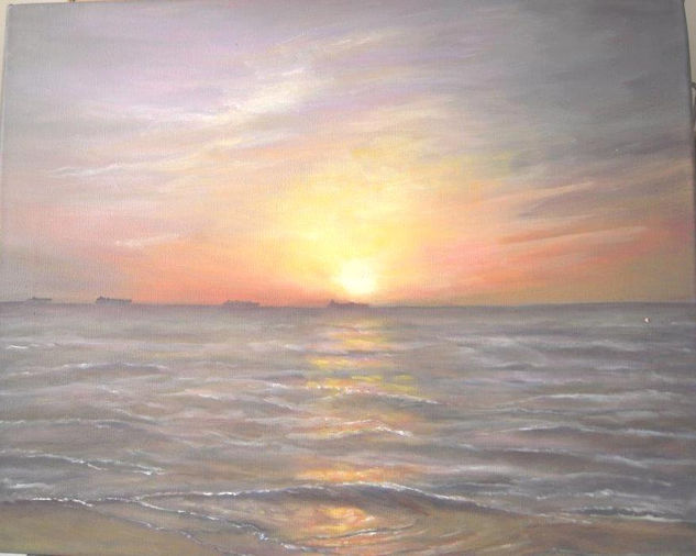 Cuando el sol tiñó el mar... Oil Canvas Marine Painting