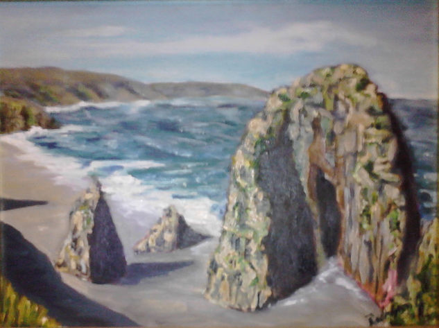 roca de calabocillos,( Iván Gutiérrez, papirua constitución, chile). Oil Textile Marine Painting