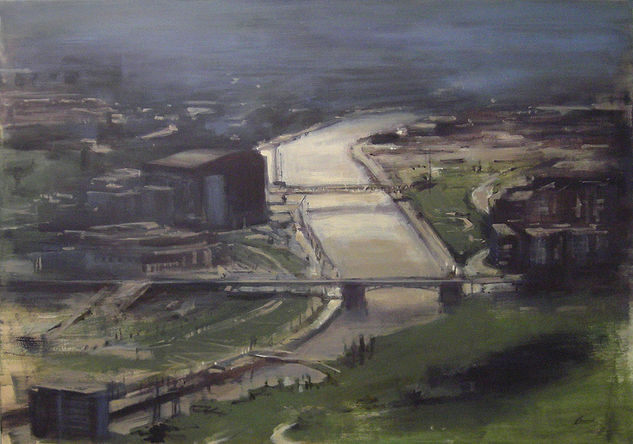 Ría con Puentes 1, Bilbao Acrylic Canvas Landscaping