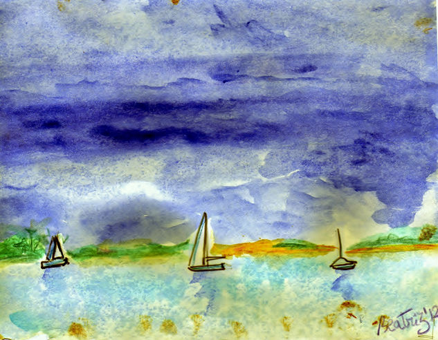 Ría de Arousa Watercolour Card Marine Painting