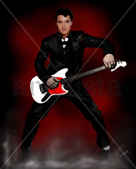 ELVIS THE KING Oil Canvas Portrait