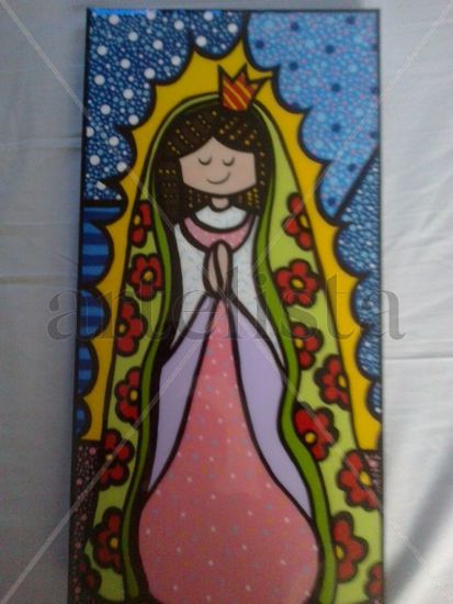 Virgen de Guadalupe Mixed media Panel Figure Painting