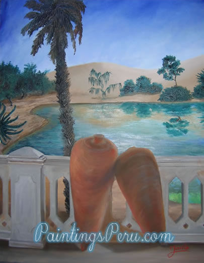 Botija in Huacachina, Ica - Peru Oil Canvas Landscaping