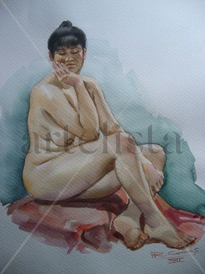 desnudo femenino Watercolour Card Nude Paintings