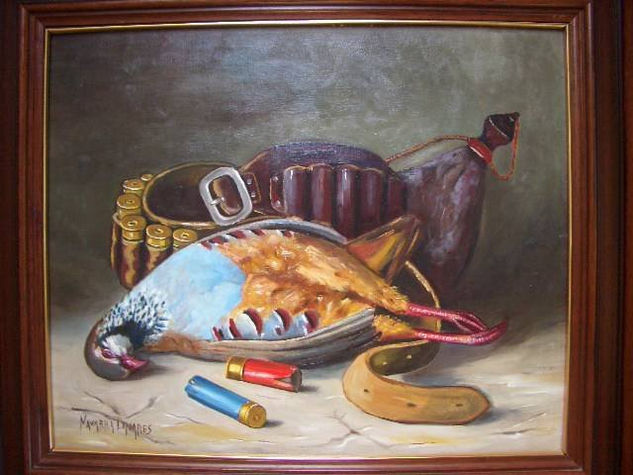 BODEGON DE CAZA. Oil Canvas Still Life Paintings