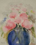 flores  en  frasco azul Watercolour Paper Floral Painting