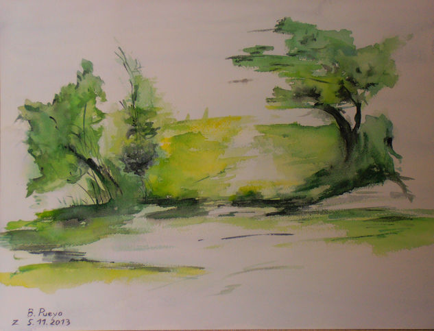 En verdes Watercolour Paper Landscaping