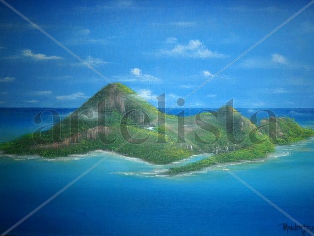 ISLA DEL ENSUEÑO Acrílico Tabla Paisaje