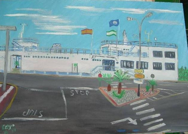 Adra Club Nautico de ADRA  el Pintor tiene cuadros encolecciones privadas de todo el Mundo Oil Canvas Landscaping