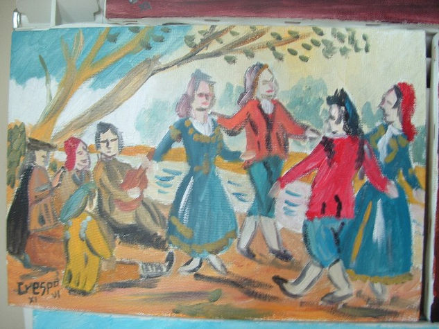 Clásicos Goya Baile en el Manzanares Oil Canvas Landscaping