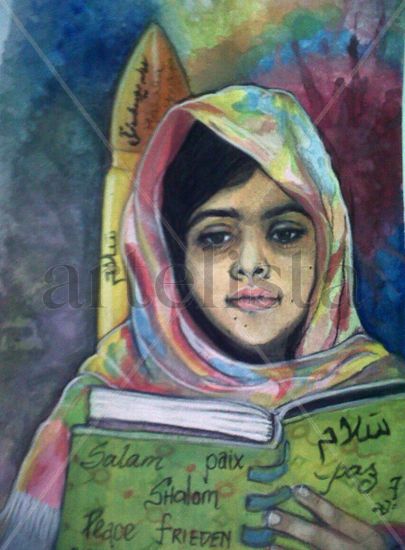 Una Bala para Malala Mixed media Card Portrait